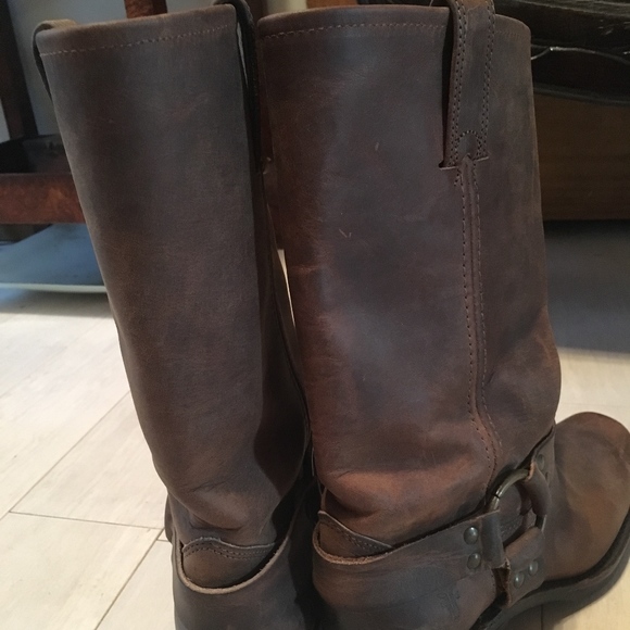 Frye Women Brown Leather Harness Motorcycle Boots - Picture 2 of 6